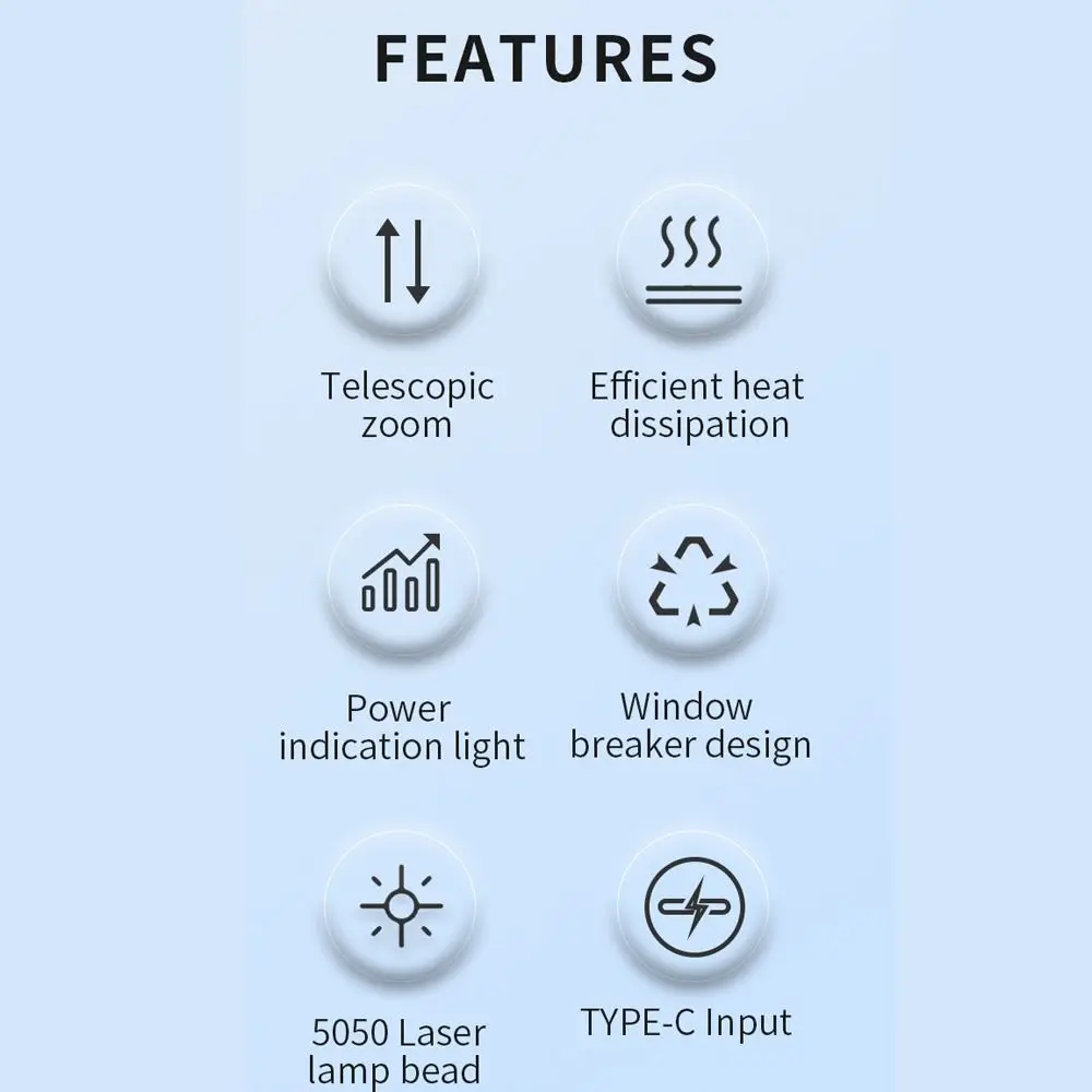 Linterna impermeable para exteriores, herramienta pequeña, brillante con zoom, reflector de oxidación anódica, LED para acampar