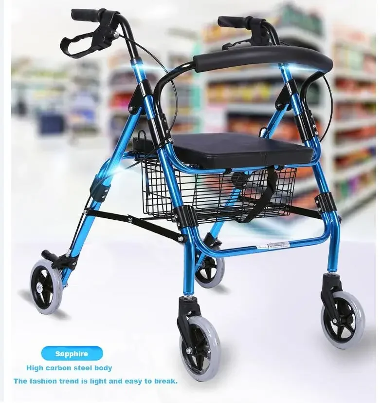 Super September Disabled Elderly Folding Shopping Stroller Shopping Rollator Walkers