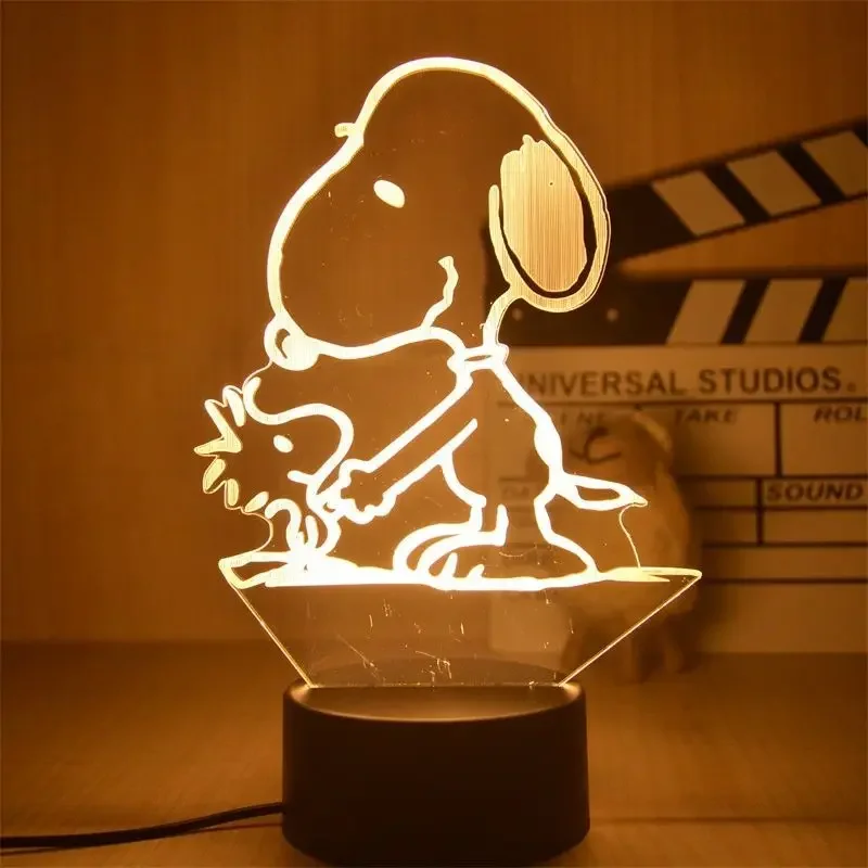 Snoopy Night Light Anime 3D Visual LED Figures Model Desk Lamp Decoration Bedroom Cartoon Creativity Desk Ornaments Bedside Lamp