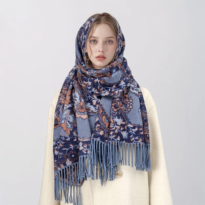 

Paisley Pashmina Shawl Scarf Women Jacquard Cashew Flower Printing Scarves Female Tassel Travel Blanket Wraps Ethnic Shawls