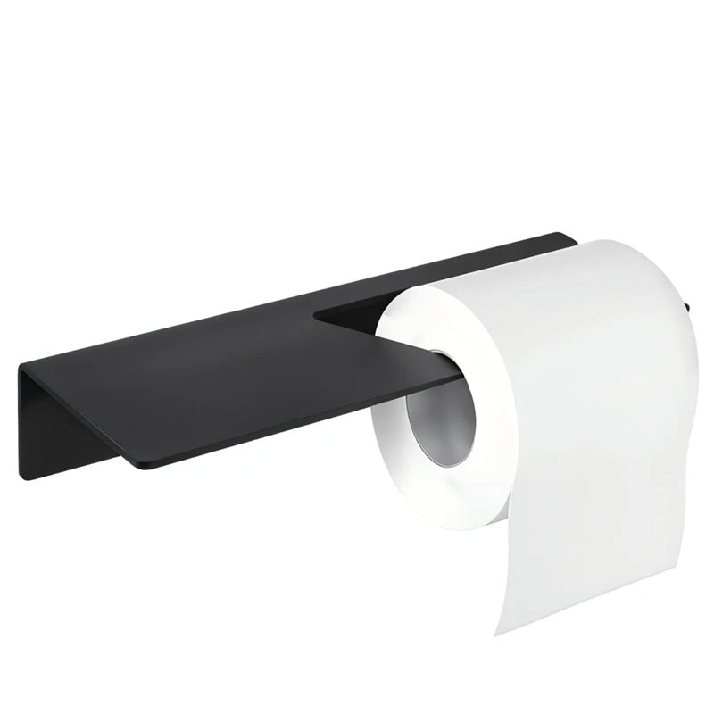 Black Toilet Paper Holder, Adhesive Toilet Paper Holder Fits Most Roll Paper Sizes Toilet Paper Holder Wall Mount