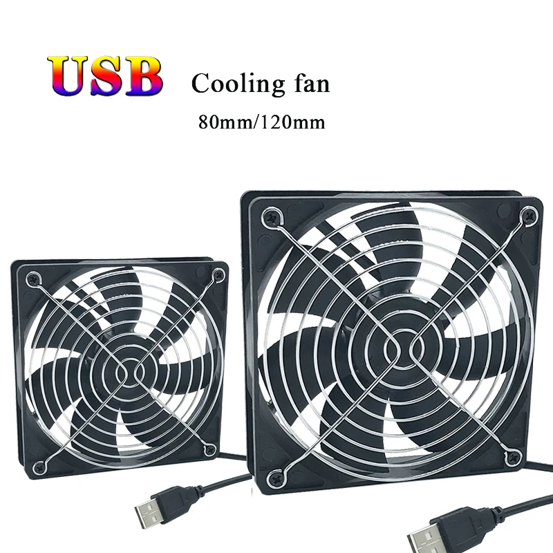 120x120x25mm 80x80x25mm 5V USB Power Cooling Case Fan For Receiver DVR Xbox TV Box Router