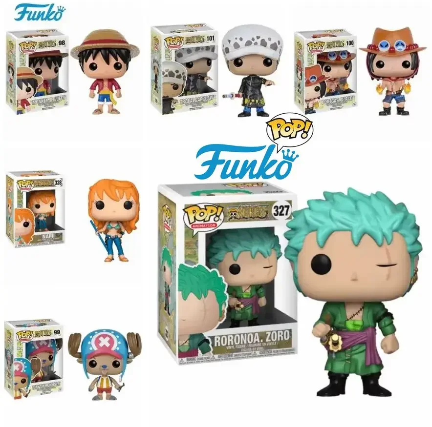 NUEVO FUNKO POP ONE PIECE 10cm Roronoa Zoro 327 #   Chooper 99 #   Luffy 98 #   Figuras de acción de dibujos animados de Anime japonés, juguetes de modelos de colección