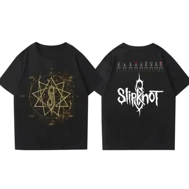 T-shirt uomo Slipknots Heavy Mental Band maglietta in cotone stampato maglietta grafica musicale Harajuku Streetwear magliette oversize