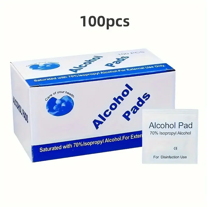 100pcs individually packaged alcohol cotton, jewelry cleaning mobile phone screen nail glasses disinfection cleaning wipes