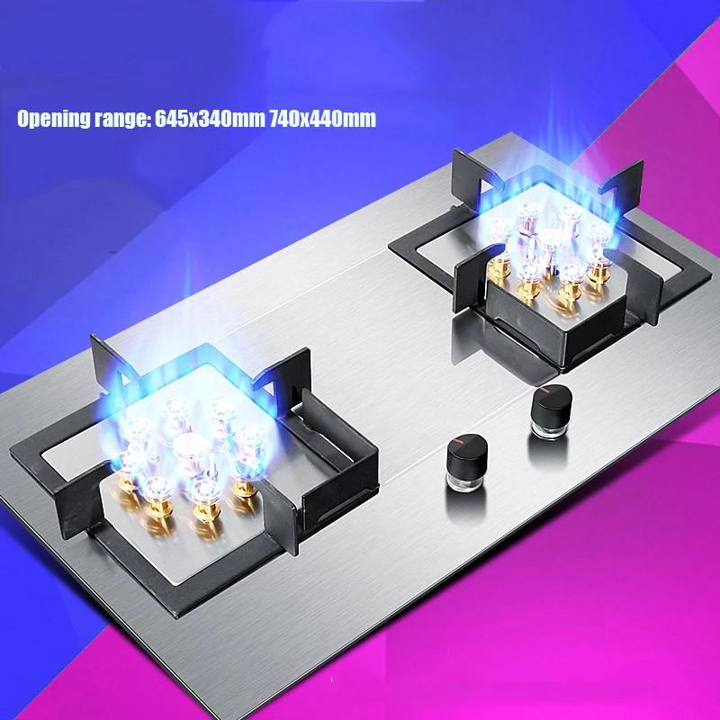 7.0KW Desktop Embedded Dual-Purpose Natural Liquefied Gas Stove/Stainless Steel Double-head Fierce Stove /419D