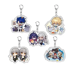 Hot Anime Honkai: Star Rail Game Q Edition Keychain Cute Sampo Gepard Dan Heng Q Version Print Acrylic Pendant Keyring