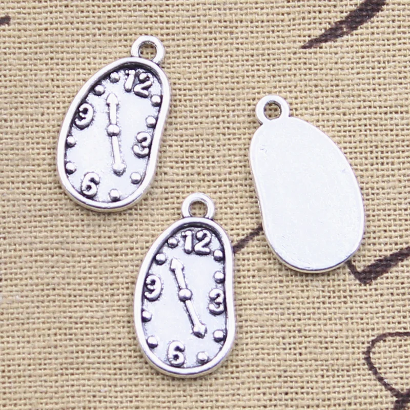 15pcs Charms Time Clock Watch 23x13mm Antique Silver Color Pendants Making DIY Handmade Tibetan Finding Jewelry