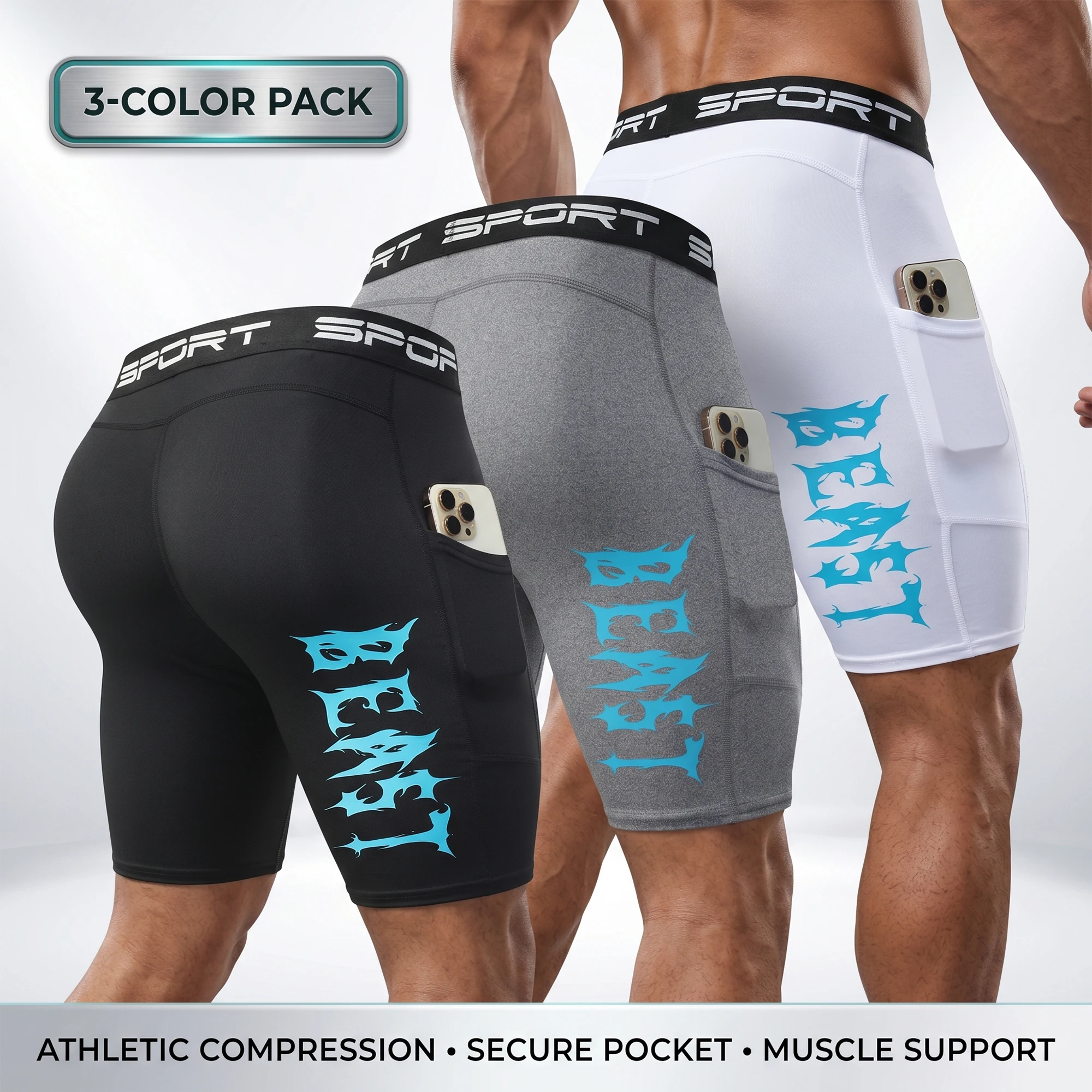 Compression Shorts Athletes - Lot de 3 shorts de compression