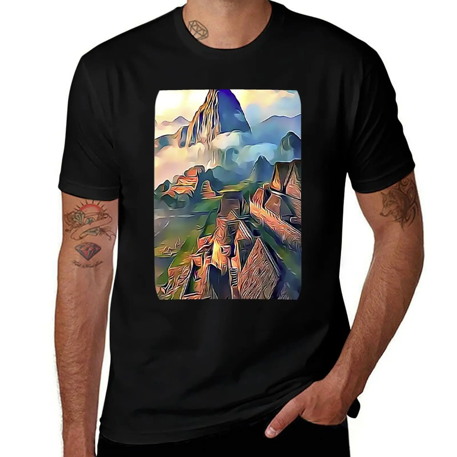 Machu Picchu T-Shirt Industrial Work Tee Shirt