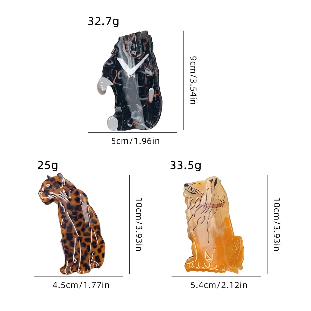 Elegant Gray Leopard Print Leopard Jaguar Hairpin Party Wear Back of the Head Clip Shark Clip Hair Accessories for Women