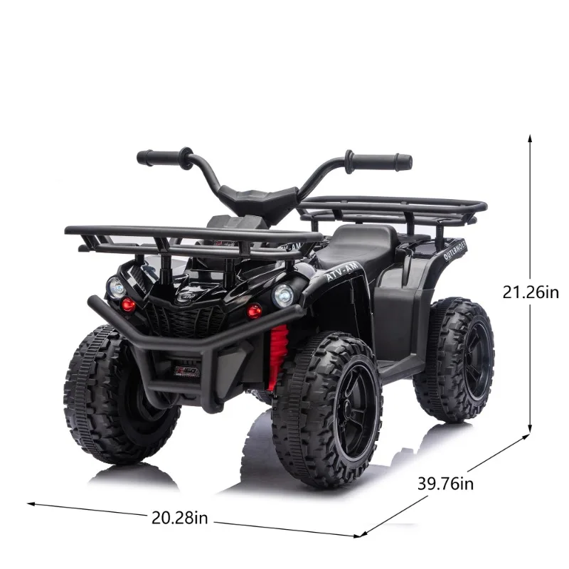 Kids Electric ATV Quad Bike Ride On Toy Car with LED Lights and Storage Rack for Children Outdoor Play Vehicle
