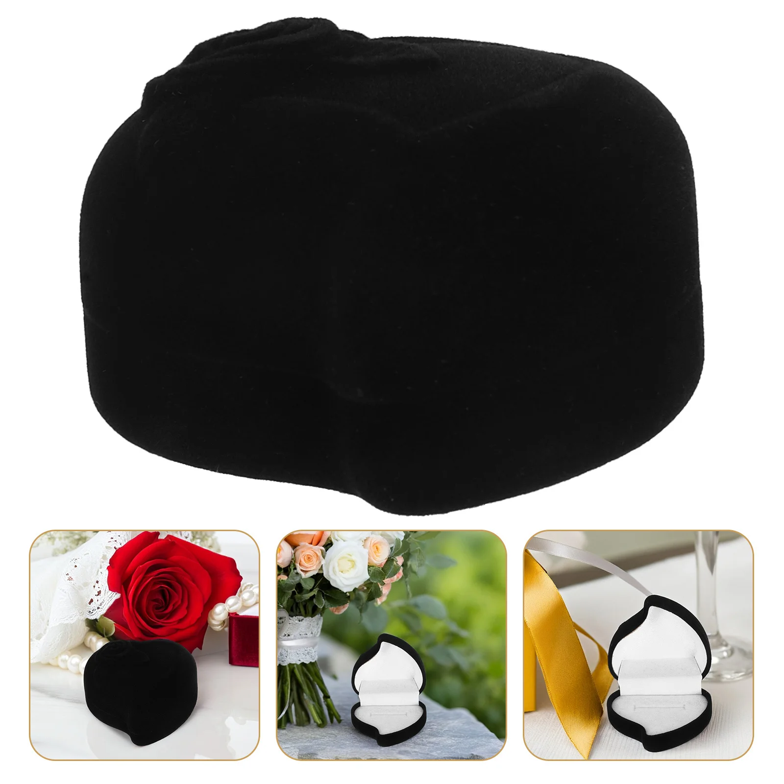 

Heart Shaped Flocking Ring Box Romantic Jewelry Storage Proposal Wedding Engagement Holder Women Valentine Day