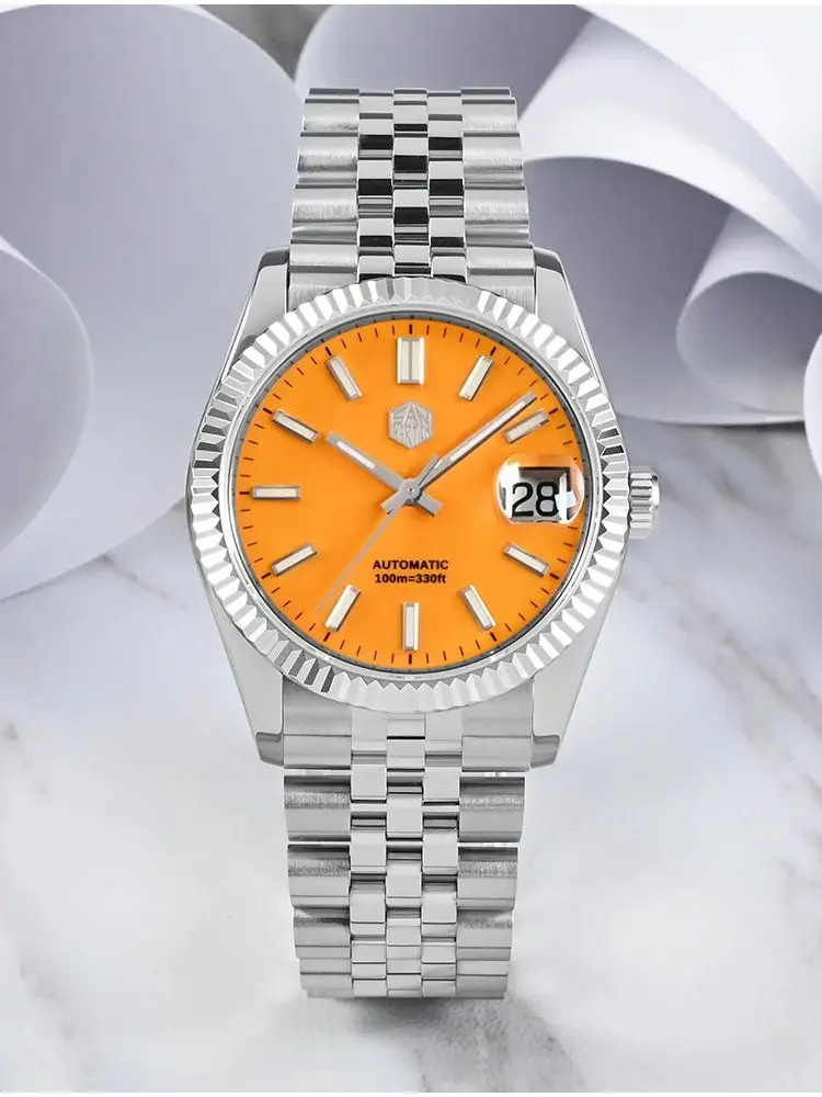 San Martin Watch For Men Mechanical Watches Waterproof 36.5mm Wristwatch Luxury Automatic Date Sapphire Glass Lume 10Bar SN0058x