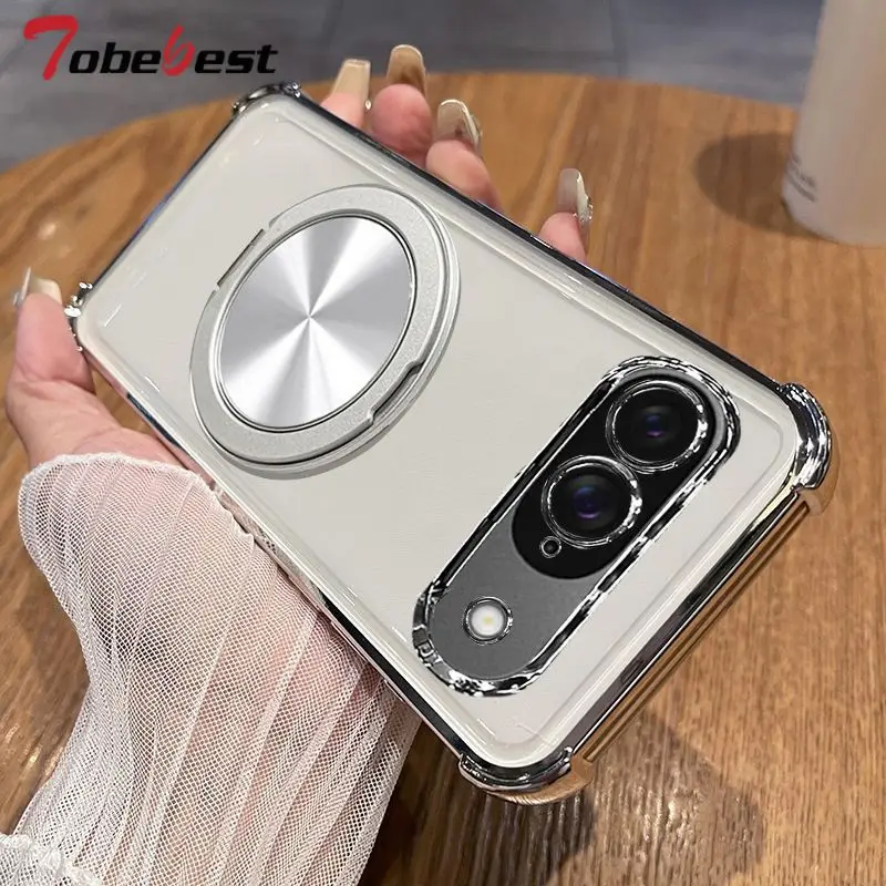 360 °   Grad drehbare magnetische Halterung Handyhülle für Google Pixel 10 9 8 7 Pro XL 9A 8A 7A klare stoßfeste Beschichtung Silikonhülle