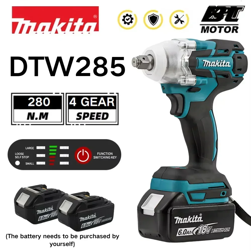 

Makita DTW285 280N.M Torque Brushless Electric Impact Wrench Cordless Electric Drill 1/2" Wrench Power Tools For 18V Battery