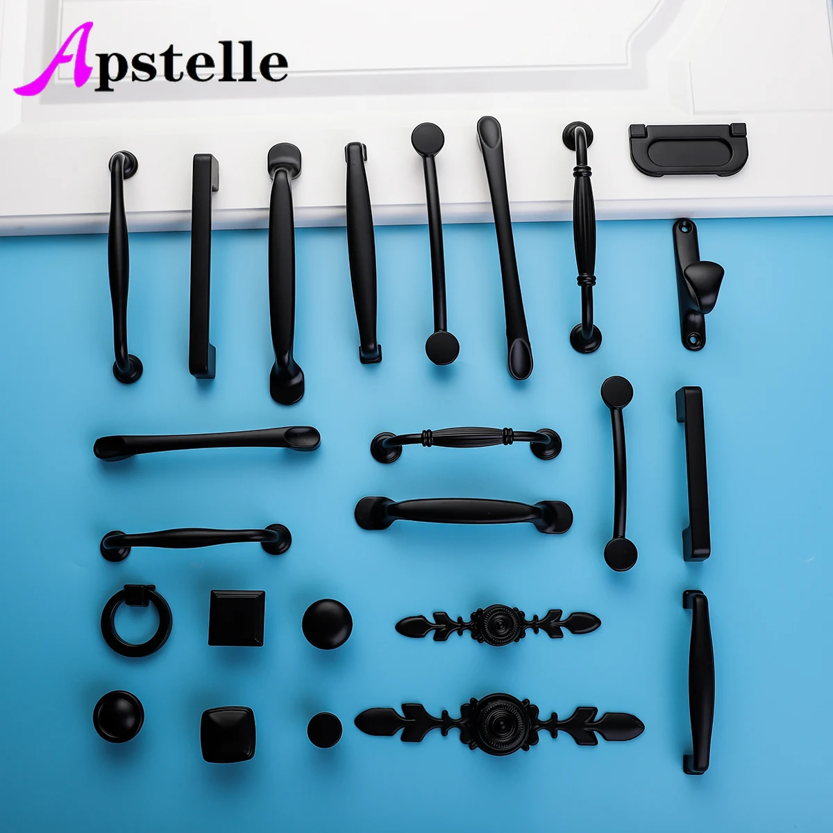 Apstelle Aluminum Alloy Furniture Handles Black INTERIOR DOOR HANDL Kitchen Furniture Knurled Nordic Style INTERIOR DOOR HANDL