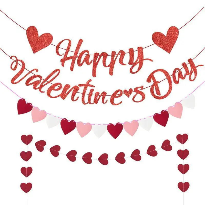 Valentine's Day Heart-shaped Pull-up Banners Decorations Wedding Banners Decoration Happy Valentines Day Dating Party Decoration