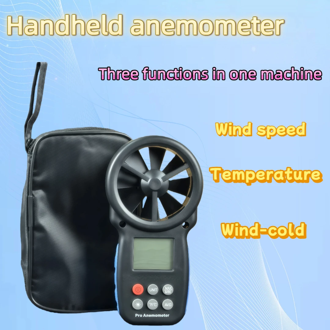 

Handheld anemometer with a wide range of 0.3–30 m/s, wind chill indicator, suitable for various climate conditions