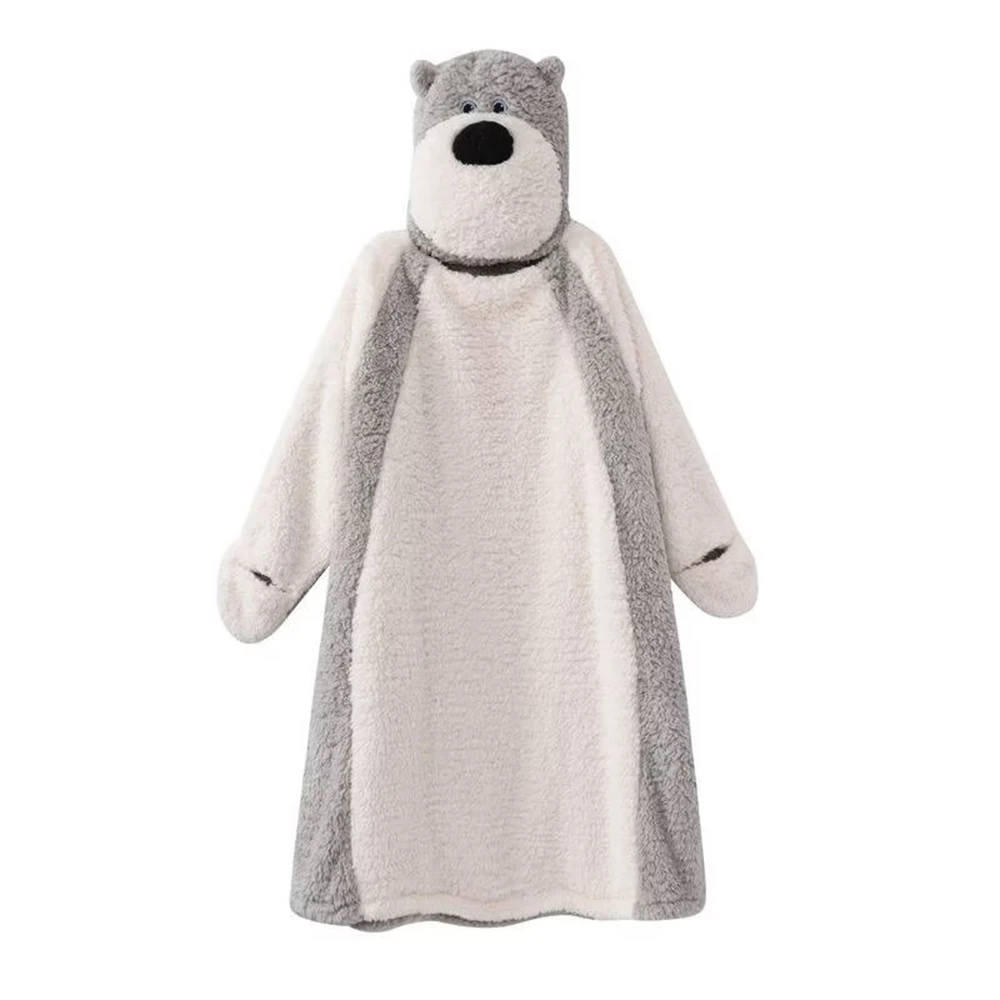 

Animal Halloween Costume Plush Unisex Pajamas Cosplay Suit For Women Flannel Cartoon Dog Hooded Nightgown Nightdress Sleepwear