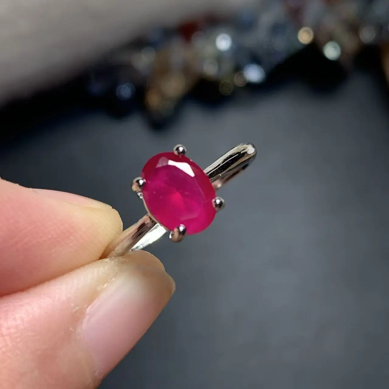 

8*6MM Extravagant Natural Ruby Ring Adjustable Female Ring Jewelry for Women Gift Wholesale High Quality Vintage Fine