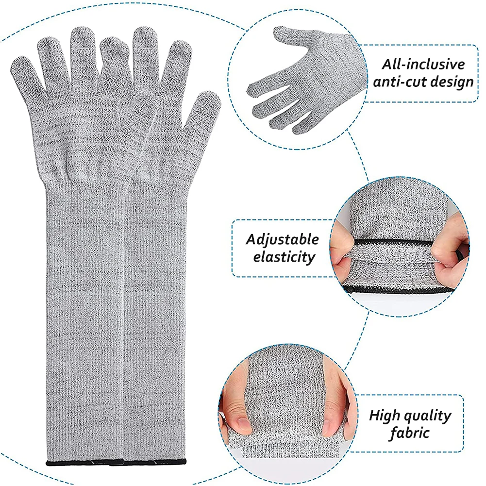 1Pair Anti-Puncture Cut Arm Sleeve Resistant Breathable Skin-friendly Food Grade Material Cut-Resistant Arm Sleeve Cover Gloves