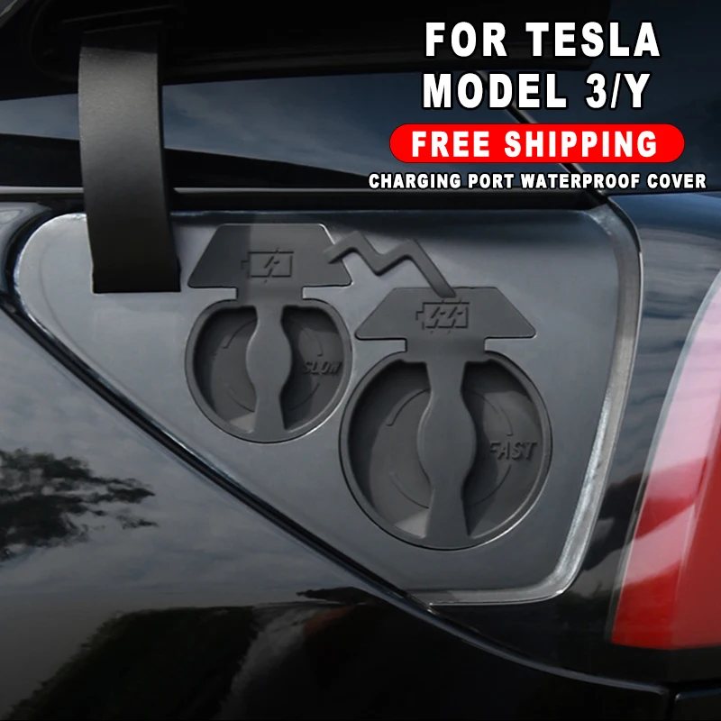 For Tesla Model 3 2017 - 2020 Model Y Silicone Car Charging Port Waterproof Cover Charger Hole Protector Dust Cover Cap CCS EU