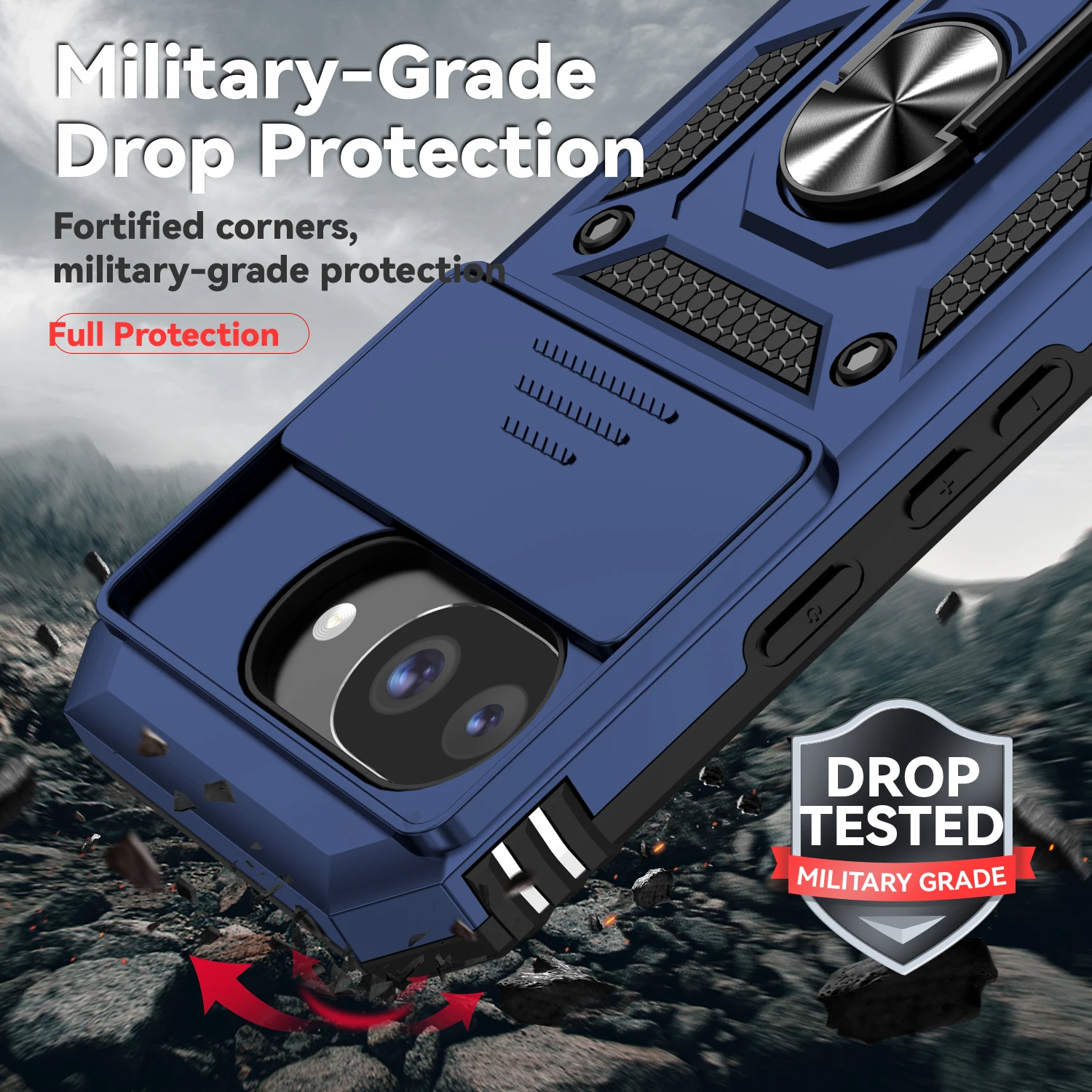 Armor Ring Bracket Push Window Protection Phone Case for Google Pixel 10A 9A 8A 8 9 10 Pro XL Shockproof Magnetic Holder Cover