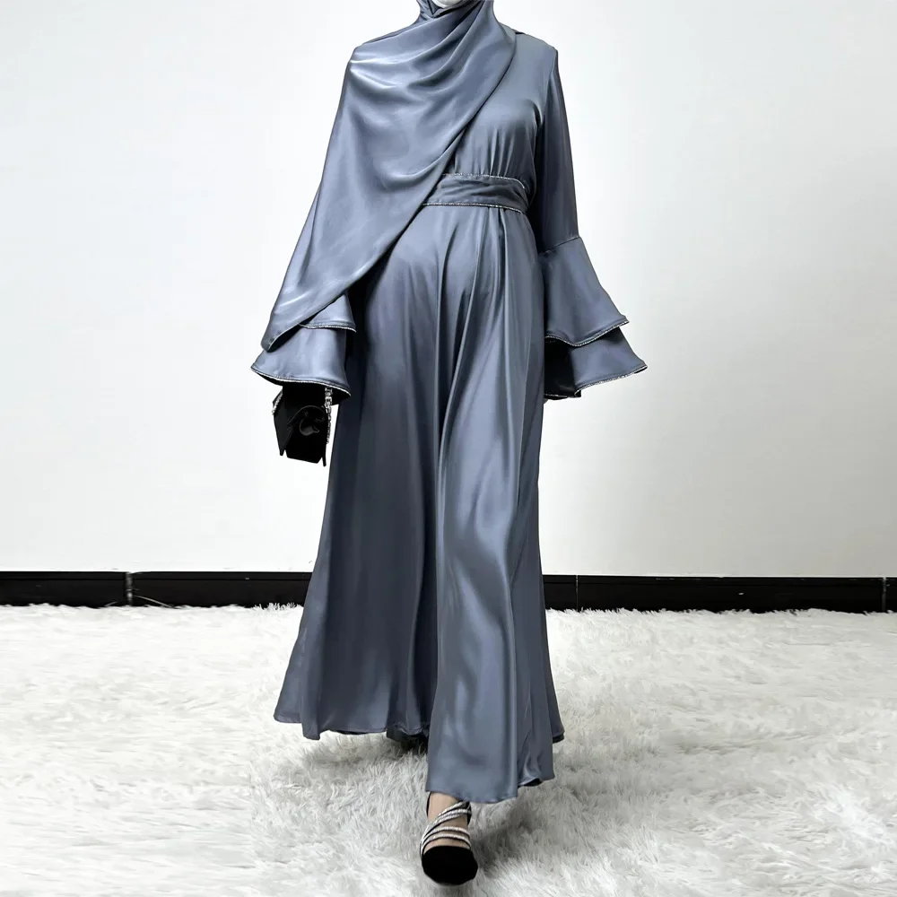 Luxury Diamonds Dubai Abaya Satin Kaftan Women Muslim Hijab Dress Turkey Caftan Morocco Femme Islam Jalabiya Eid Ramadan Abayas