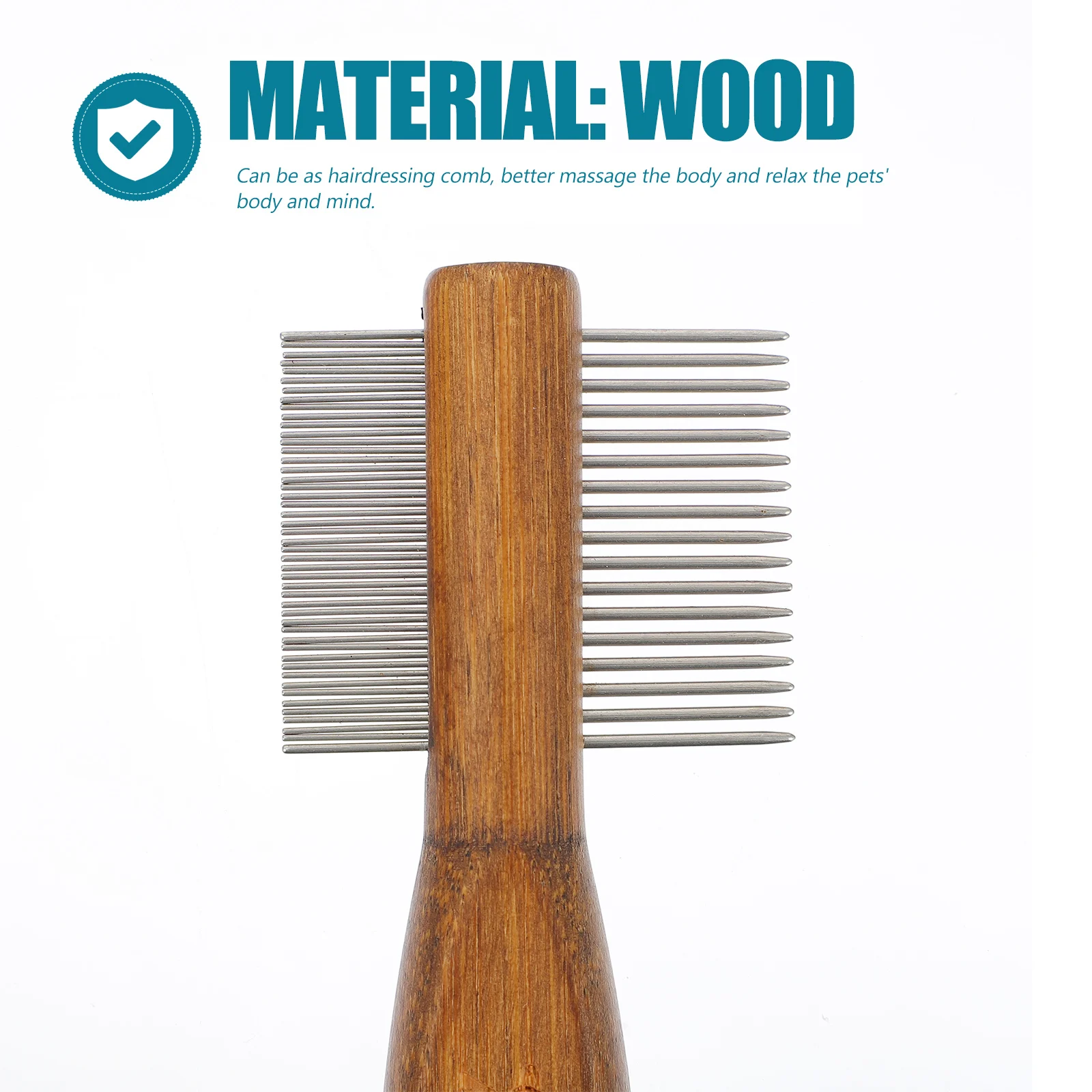 

1pc Wooden Handle Pet Comb Portable Double Rows Flea Remover Tool For Dog Cat Grooming Brush Shedding Hair Cleaning Massage