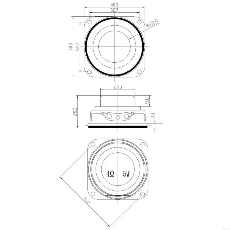573A ลำโพงแม่เหล็กภายใน 40 มม. ลำโพงมัลติมีเดียแบบเต็มช่วง 4 โอห์มสำหรับไฟล์เสียง