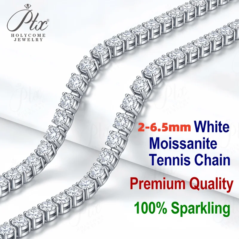

Moissanite Tennis Bracelet Round Cut 2-6.5mm 925 Sterling Silver Elegant Daily Wear Hypoallergenic Jewelry for Unisex 6-8.5inch