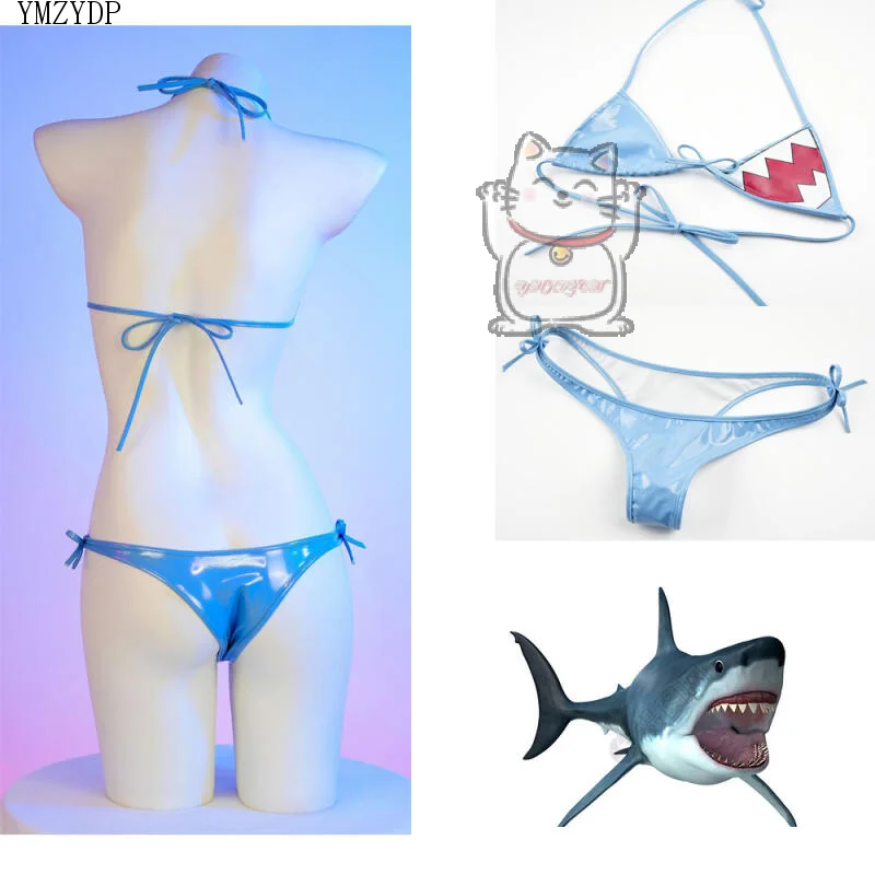 

New Anime Shark Pain Clothes Role Playing Underwear Hot Girl Student Sexy Sky Blue Top Pants Hot Selling