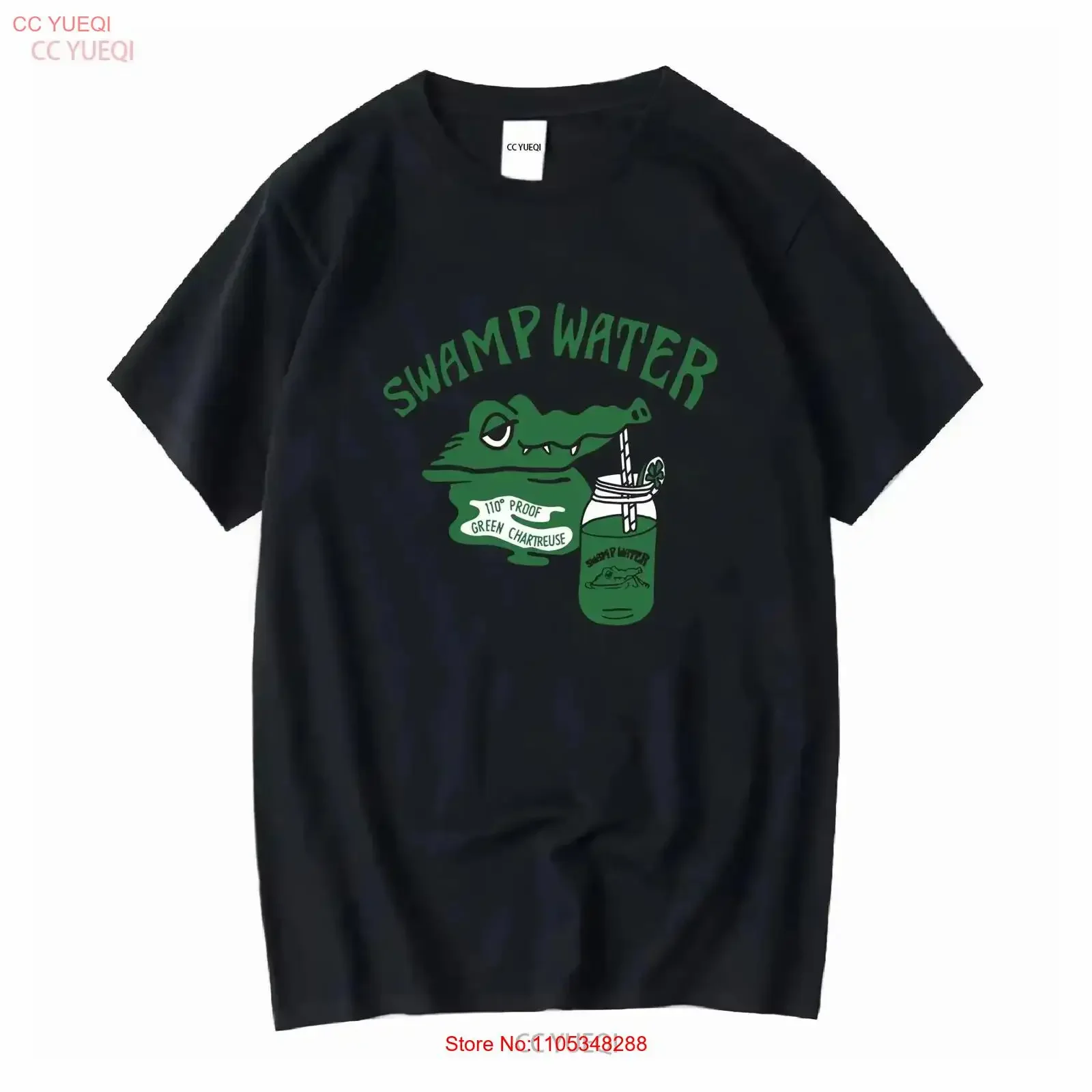 Neues T-Shirt Swamp Water Punk Rock Cartoon Alligator Meme Vintage Washed Lässige Designerkleidung Weich Dehnbar Bequem