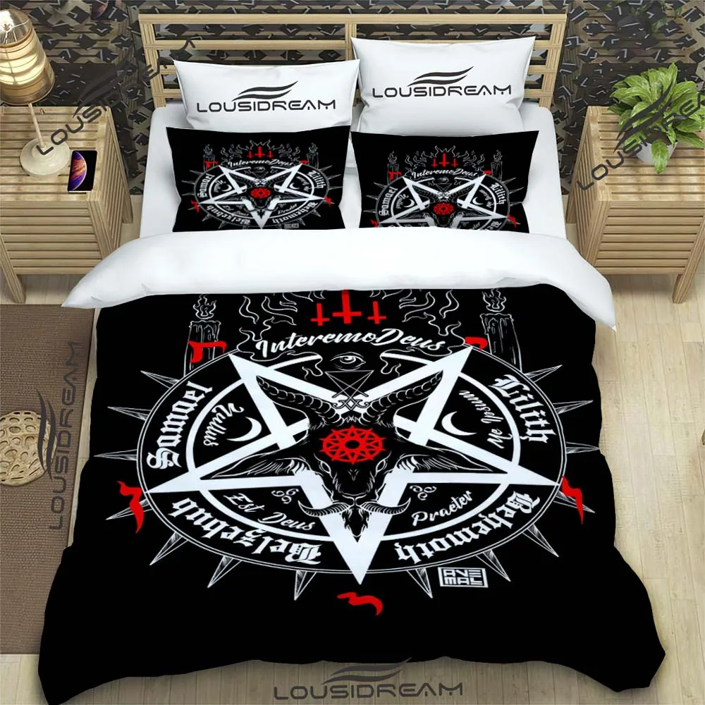 Satan Bedding Set Goat Inverted Pentagram Skull Duvet Cover Comforter Bed Single Twin Full Queen Youth Kids Girl Boys Gift