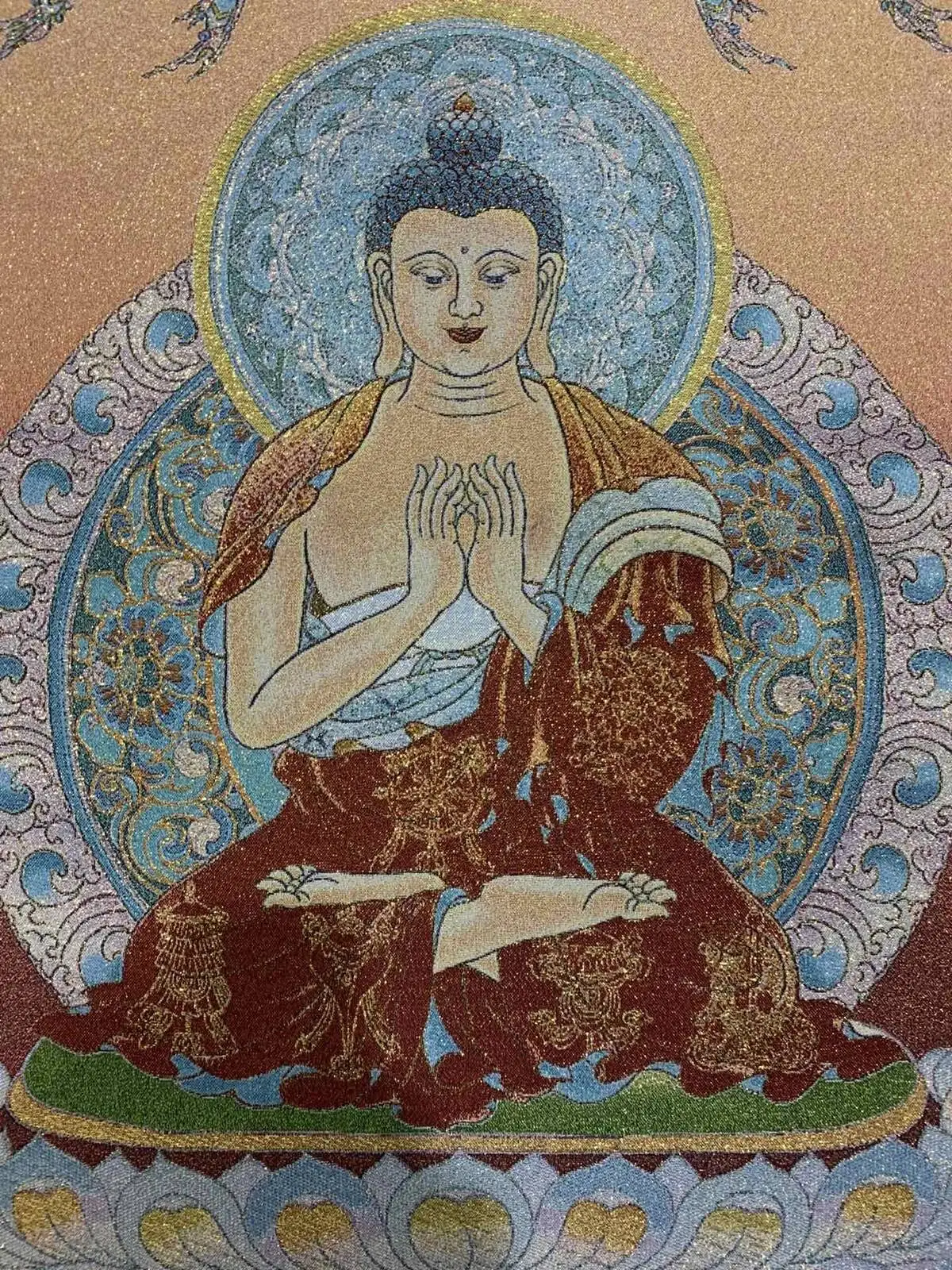 36Inch Chinese Silk Buddhist Shakyamuni Wall Painting Tapestry Thangka2