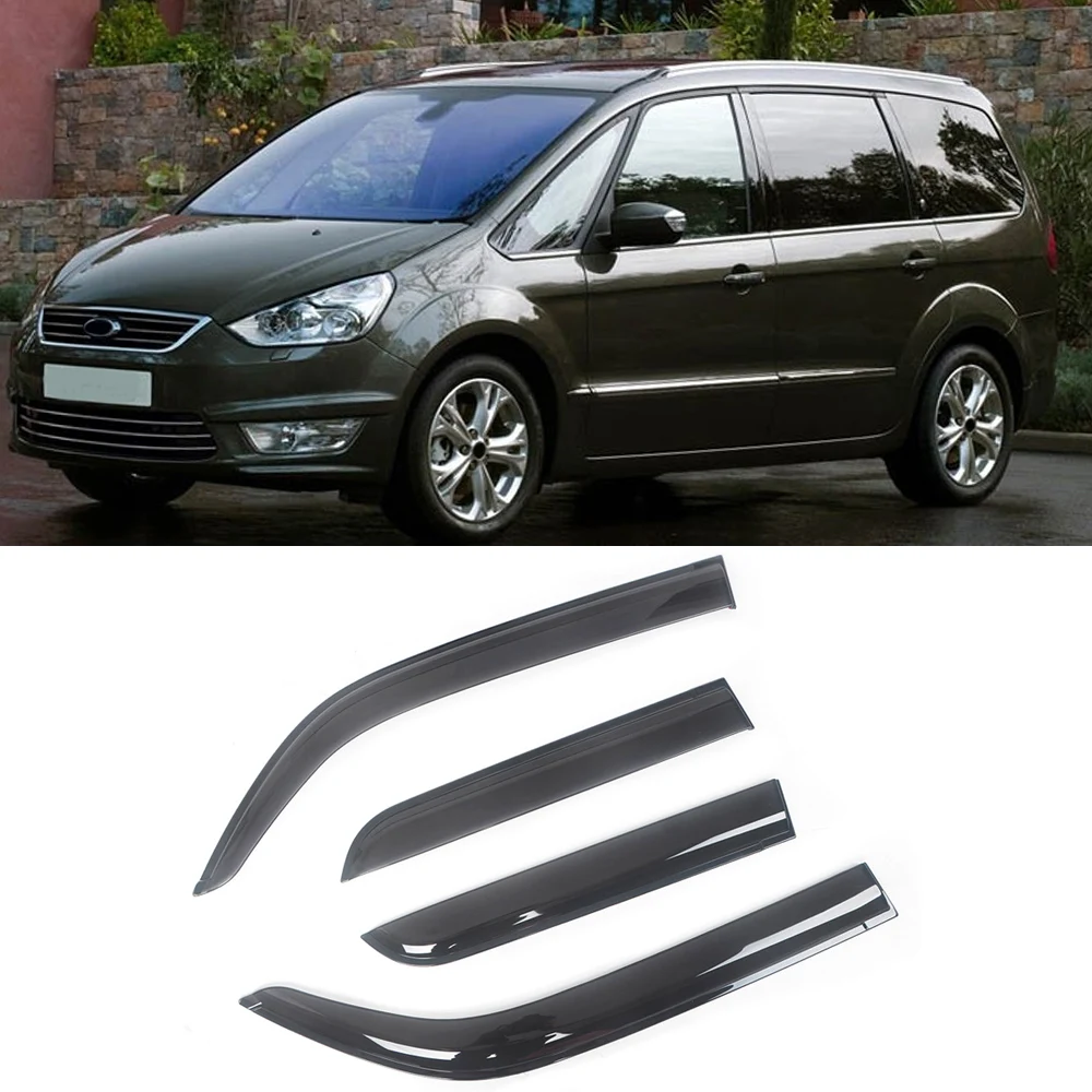 For Ford Galaxy 2006-2015 5-Doors Auto Black Tinted Car Side Window Visor Guard Vent Awnings Shelters Rain Guard Door Ventvisor