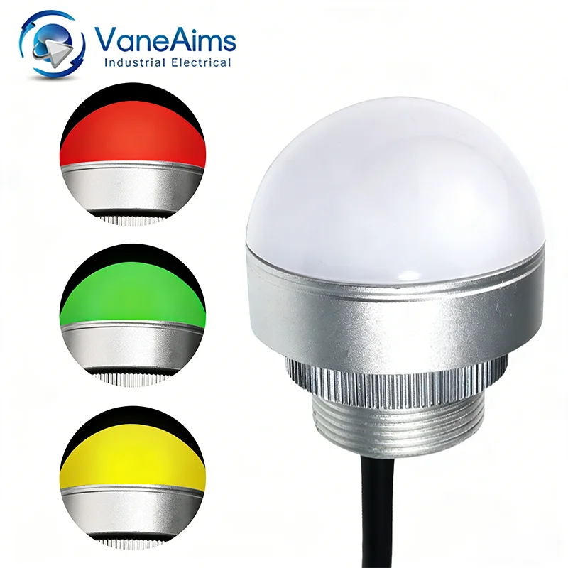 

50mm Waterproof LED Tri-Color Indicator Light 12V 24V Hemispherical Warning Signal Lamp Red Green Yellow Mini Industrial Signal