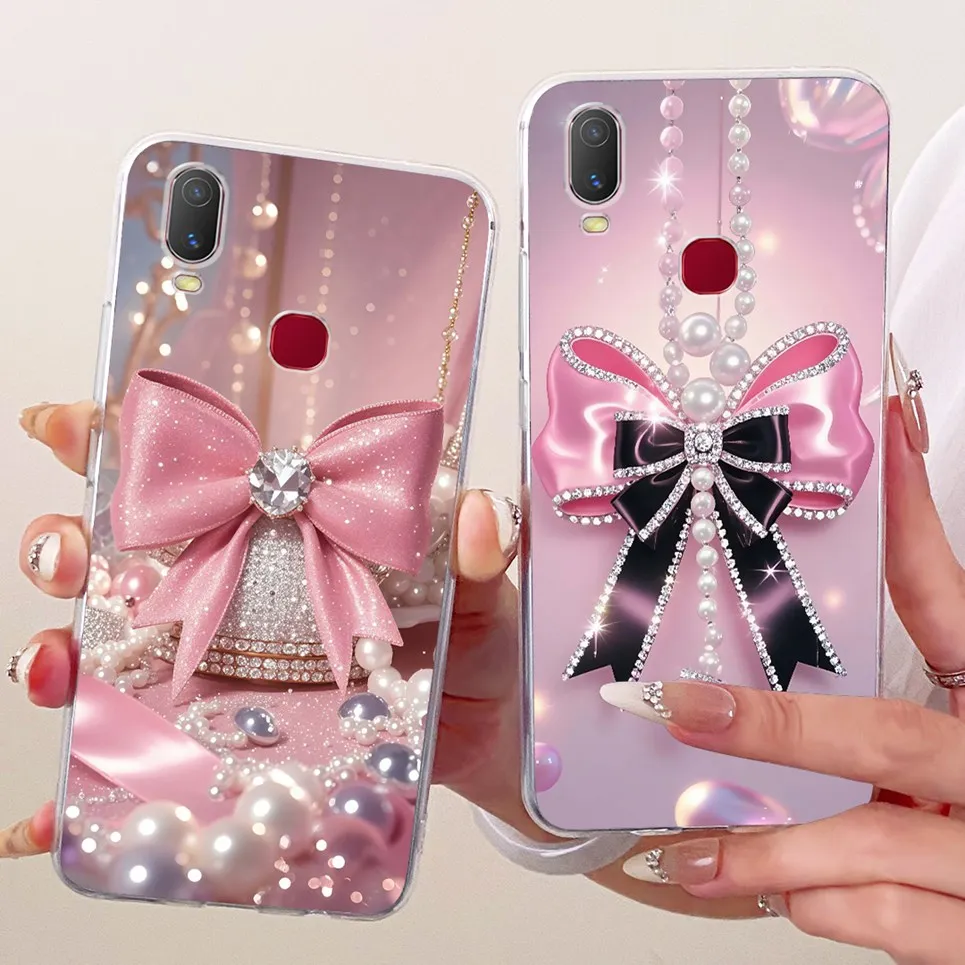 ل Vivo Y11 2019 Y12i / Vivo 1906 Y 11 جراب هاتف ملون فراشة زهرة المرأة جرلي لينة سيليكون غلاف واضح الغطاء الخلفي