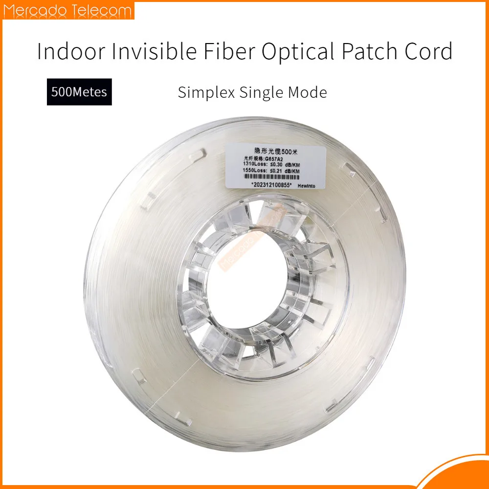 

500Metes/lot FTTH Indoor G657A2 1Core SM Simplex Invisible Fiber Optical Drop Cable Transparent Patch Cord 1310nm/1550nm