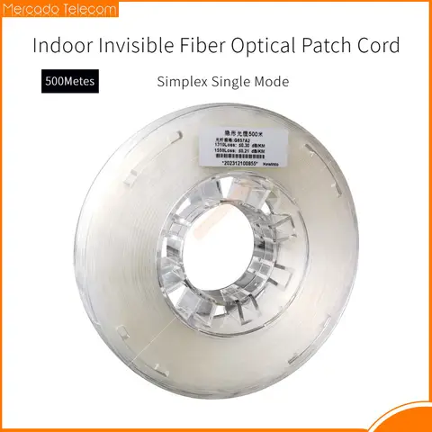 Câble de Roi ation à fibre optique invisible, G657A2, 1 noyau SM Simsake, FTTH intérieur, patch transparent, 1310nm, 1550nm, 500 mètres par lot