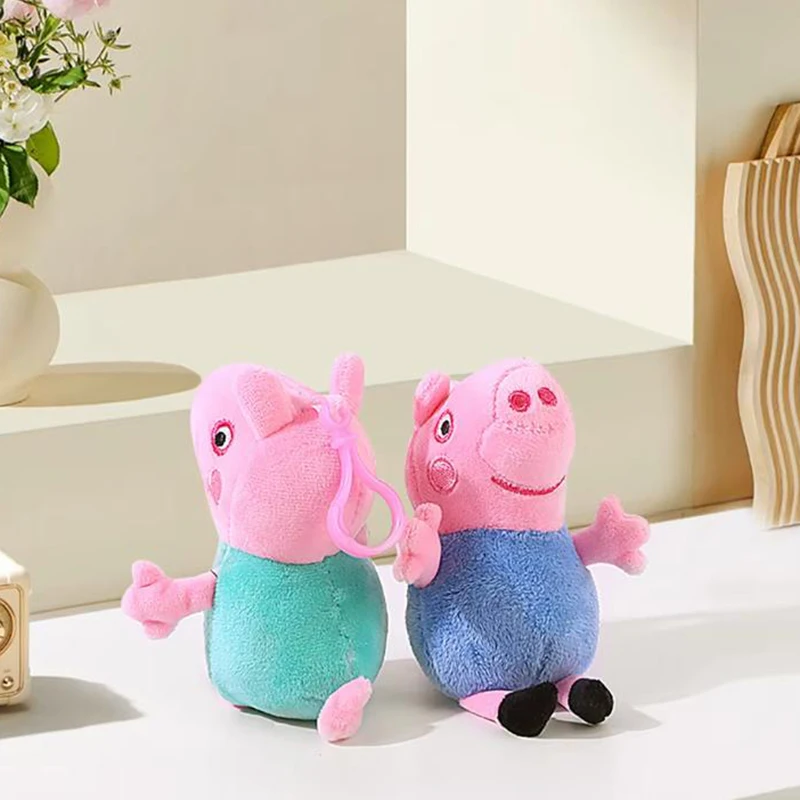 Peppa خنزير أنيمي الشكل لعبة قلادة Peppa جورج بابا خنزير عروسة كارتون سلاسل المفاتيح كيرينغ حلية حقيبة اكسسوارات هدايا للأطفال