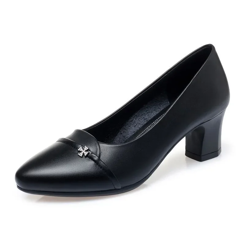 women fashion sweet light weight black patent leather slip on stiletto heel shoes lady classic daily beige office footwear b414