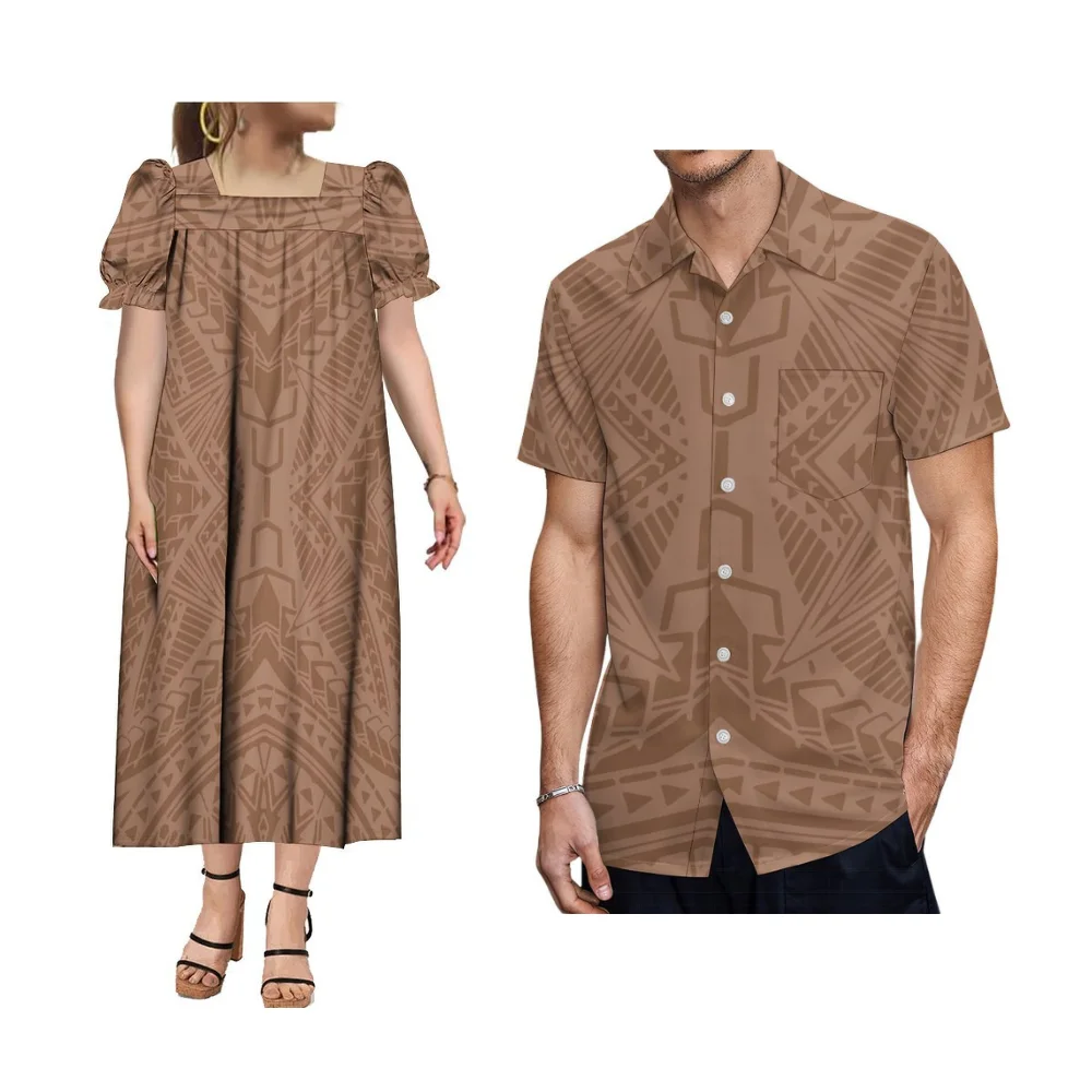 فساتين نسائية عالية الجودة مصنوعة حسب الطلب من جزر ميكرونيزيا قمصان رجالية من شواطئ هاواي ومجموعات الأزواج