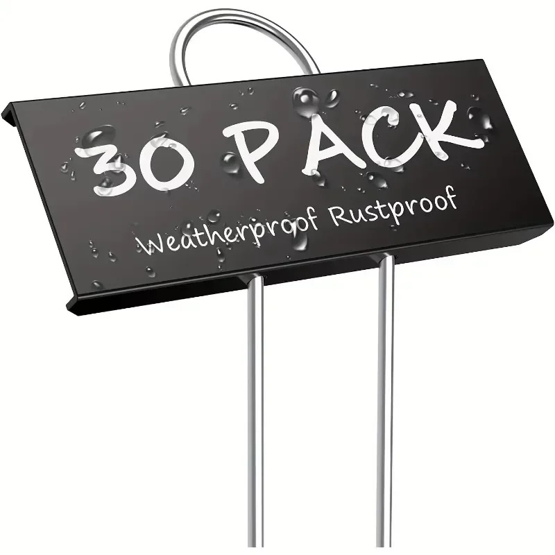 30pc Weatherproof Rustproof Black Metal Plant Labels Waterproof Garden Signs for Lawn Garden Flower Planter Bracket Organization