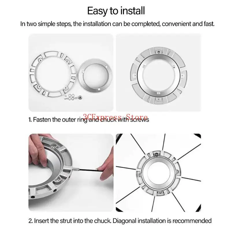  Durability Metal Bowen Mount Softbox Speedring Mount for Flash Studio Outdoor Photography Easy to Use Lightweight