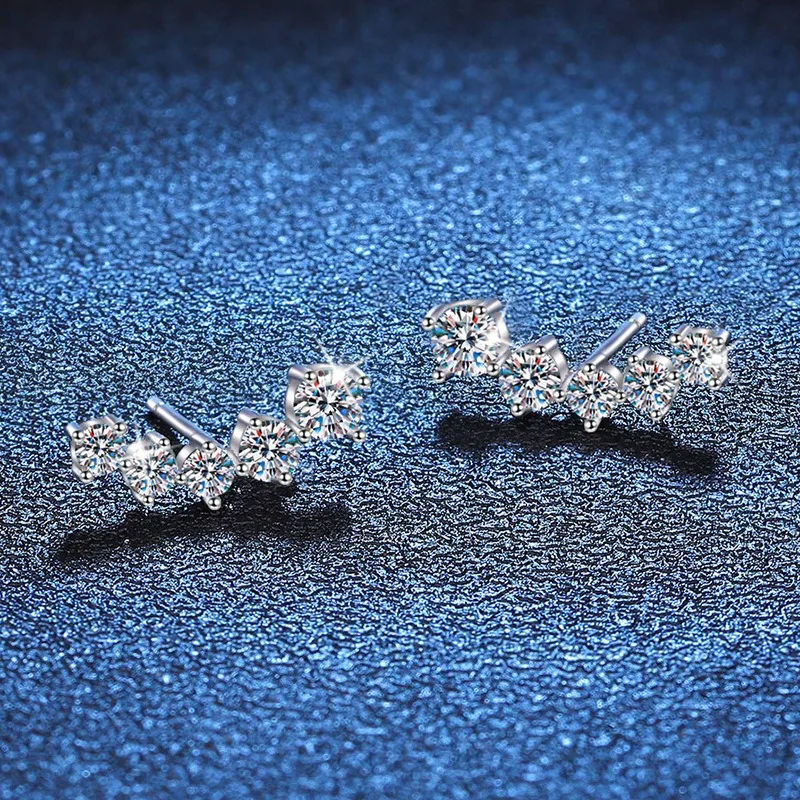 أقراط مويسانيتي فاخرة للنساء ترصيع الأذن المتلألئة 925 حلق من الفضة الاسترليني مجوهرات راقية مع صندوق هدايا #3