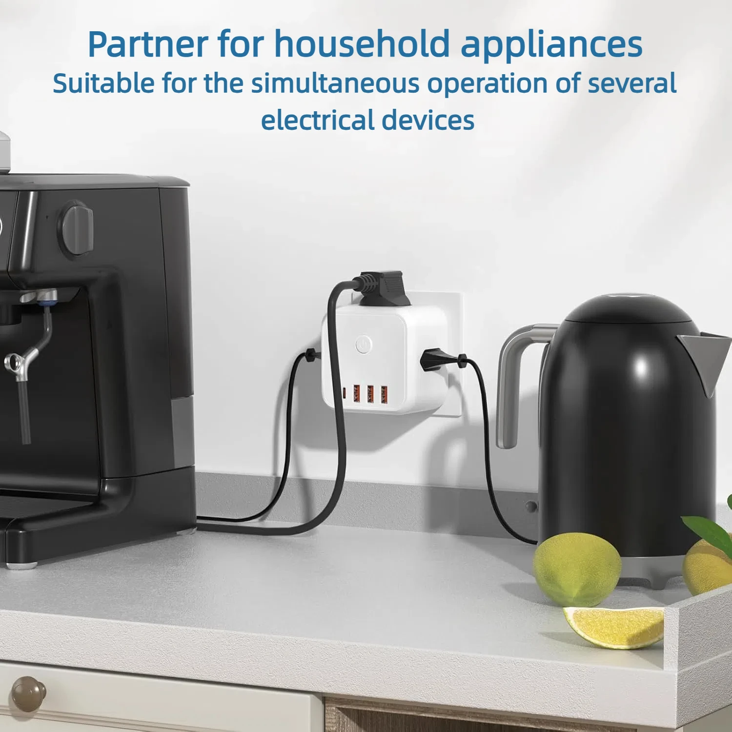 مقبس توسيع متعدد الوظائف 7 في 1 مع شحن سريع 3USB-A+1Type-C، يجب اقتناؤه للسفر الأوروبي/الألماني #6