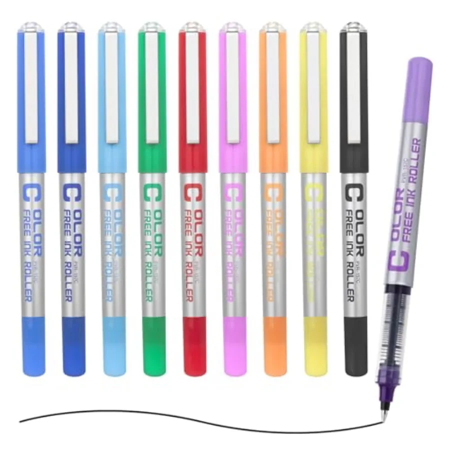 

10 Pack Multicolor Rollerball Pens, 0.7mm Medium Point Roller Ball Pens, Liquid Ink Pen Fine Point Smooth Writing Pens for Jour