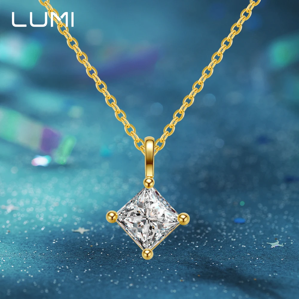 

GRA Certificated 1.2ct Square Cut Moissanite S925 Silver Necklace Pendant for Women Birthday Anniversary Gift or Daily Wear